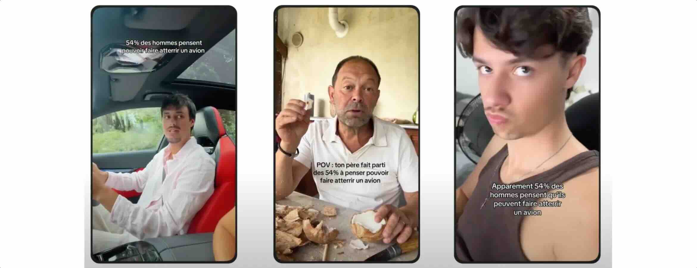 3 captures d'écran facecam d'hommes