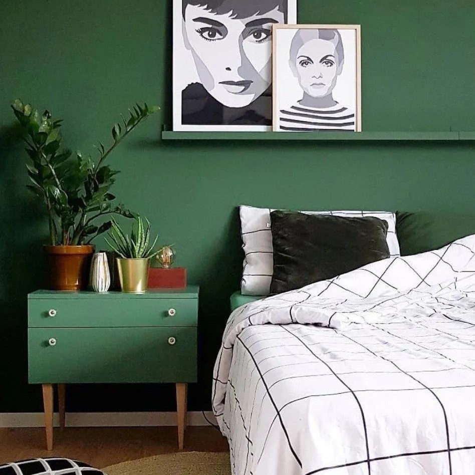 couleur peinture verte dans la chambre